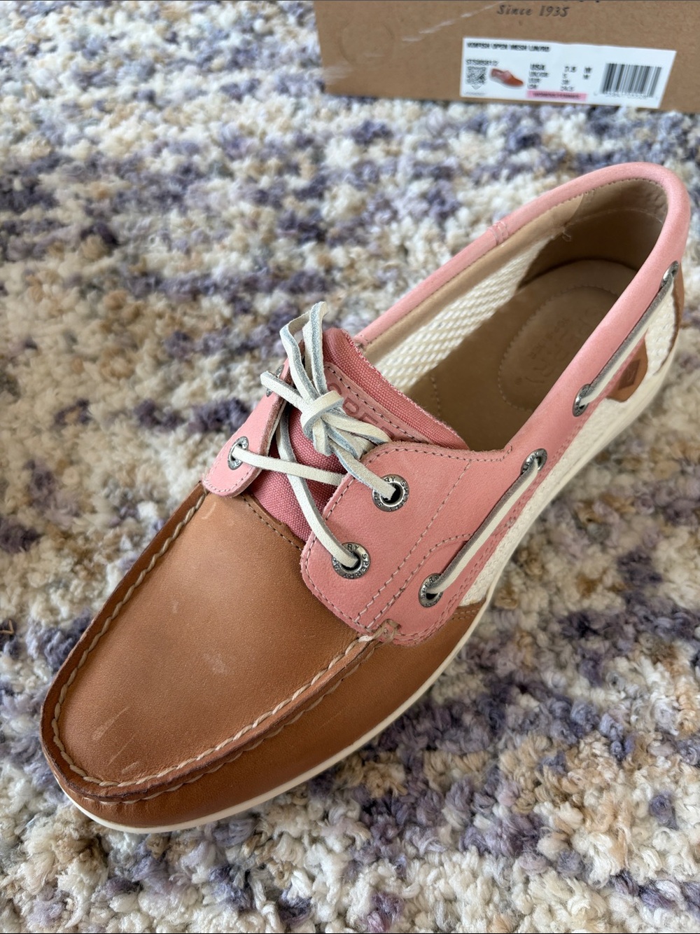 Sperry Koifish Pink Tan Leather Mesh Boat Shoes Women’s 7.5 NWT - Picture 8 of 12